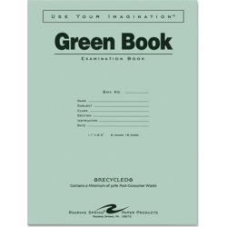 Green Books Exam Books, Wide/legal Rule, Green Cover, 11 X 8.5, 8 Sheets