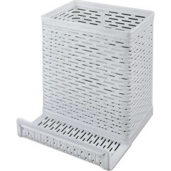 Urban Collection Punched Metal Pencil Cup/cell Phone Stand, Perforated Steel, 3.5 X 3.5, White