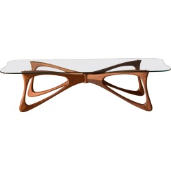 Sculptural Mid Century Modern Walnut And Glass Butterfly Coffee Table