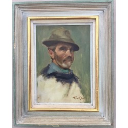 Tom W. Quinn, Impressionist Portrait Painting T W Quinn Oil Painting Man with hat Framed, 2007