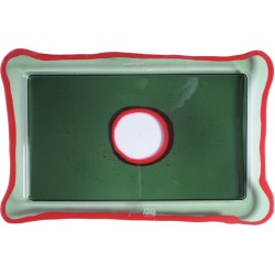 Try-tray Large Rectangular Tray In Clear Dark Green, Matt Red By Gaetano Pesce