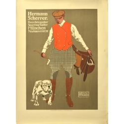 Ludwig Hohlwein, Original Antique Fashion Clothing Advertising Poster Hermann Scherrer Hohlwein, 1907