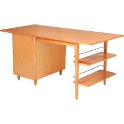Mid-century Double-sided Executive Birch Desk Imexcotra