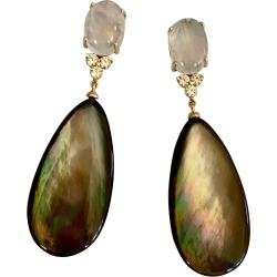 Michael Kneebone Moonstone Diamond Black Mother Of Pearl Dangle Earrings found on Bargain Bro from 1stDibs for USD $2,074.80