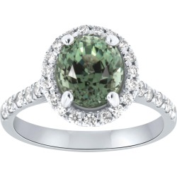 14k White Gold 2.47 Carat Oval Green Tourmaline Halo Diamond Ring found on Bargain Bro Philippines from 1stDibs for $2980.00