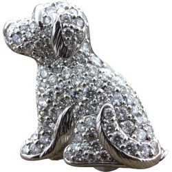 Diamond 18k White Gold Puppy Dog Brooch