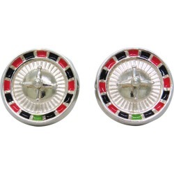 Deakin & Francis Sterling Silver Enamel Casino Roulette Wheel Cufflinks