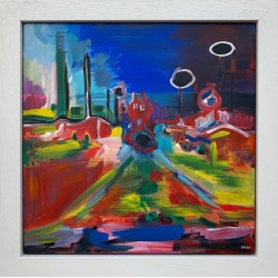 Angela Wakefield, Psychedelic Abstract Landscape Painting of Urban City Scene by British Artist, 2005 found on Bargain Bro from 1stDibs for USD $6,850.91