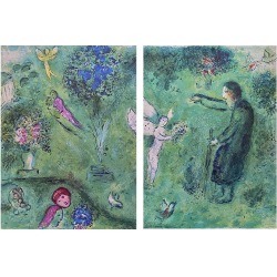 Marc Chagall, Philetas Orchard, Daphnis and Chloe diptych, 1977 found on Bargain Bro from 1stDibs for USD $969.76