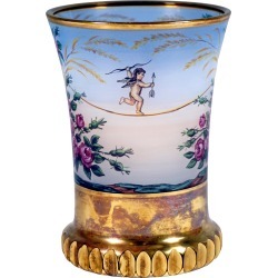 Biedermeier Glass Beaker 'cupids On A Rope', Anton Kothgasser, Vienna, Ca 1825