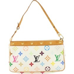 Louis Vuitton Rare White Monogram Multicolor Pochette Accessoires Wristlet
