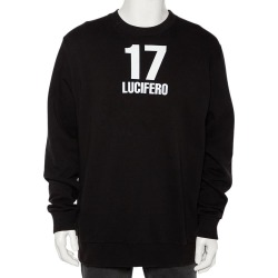 Givenchy Black Cotton 17 Lucifero Printed Long Sleeve Crewneck Sweatshirt S found on MODAPINS