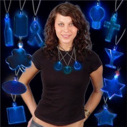 Blue LED and Light - Up Pendant Necklaces by Windy City Novelties