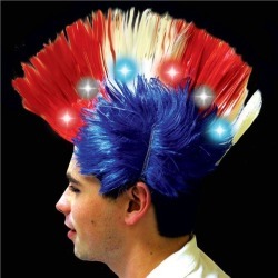 Patriotic LED Light-Up Mohawk Wig by Windy City Novelties