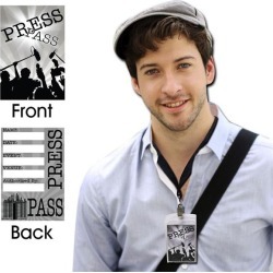 Press Pass With Black Lanyard by Windy City Novelties