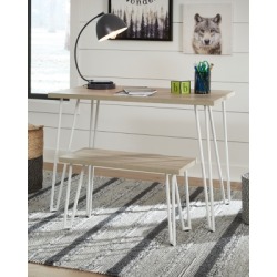Blariden Desk with Bench, Brown/White