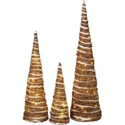 Holiday Lighted Champagne Grapevine Trees (Set of 3), Metallic