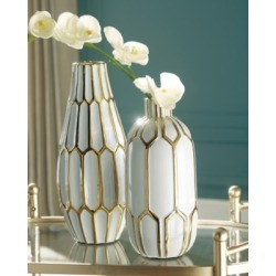 Mohsen Vase (Set of 2), Gold Finish/White