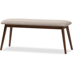 Mid Century Modern Upholstered Wood Bench, Ash/Oak