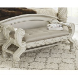 Cassimore Upholstered Bench, Silver
