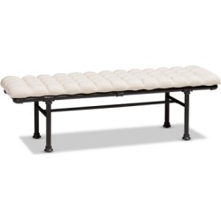 Zelie Fabric Upholstered Bench, Light Beige