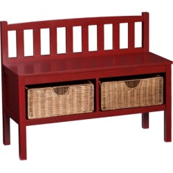 Bench with Storage Baskets, Red