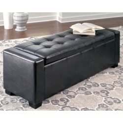 Benches Upholstered Storage Bench, Black Leather