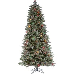 Decorative 6.5' Pre-Lit Flocked Mountain Pine Tree, White