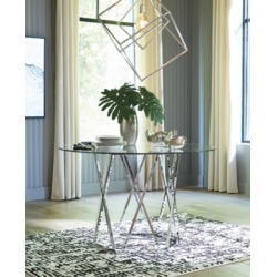 Madanere Dining Room Table, Chrome Finish