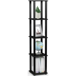 Furinno Turn-S-Tube 5-Tier Corner Square Rack Display Shelf, Americano/Black