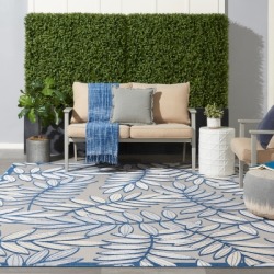 Nourison Aloha 9' X 12' Botanical Outdoor Area Rug, Navy found on Bargain Bro Philippines from Ashley Furniture for $363.99