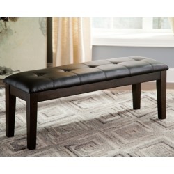 Haddigan Dining Room Bench, Dark Brown Leather