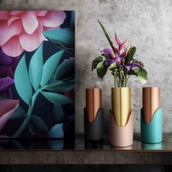 Grey Concrete Vase, Black