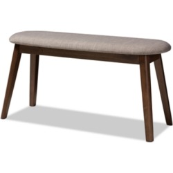 Mid Century Modern Upholstered Wood Bench, Walnut/Ash
