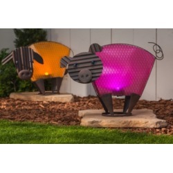 Gerson International 19" Outdoor Solar Lighted Garden Meadow Cow, Orange