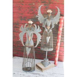Decorative Metal Christmas Angels (Set of 2), Gray