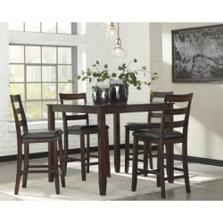 Coviar Counter Height Dining Room Table and Bar Stools (Set of 5), Brown