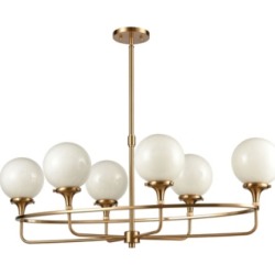 Steel Beverly Hills 6-Light Island Chandelier, Satin Brass Finish