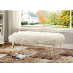 Luxus Faux Flokati Bench, White