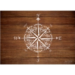 Home Accents Premium Comfort 1'10" x 2'7" Compass on Wood Mat, Brown