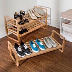 Honey Can Do Three Tier Bamboo Shoe Rack, Brown/Beige