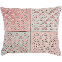 Modern Cut Out Arrows Natural Leather Hide Rose Pillow, Pink