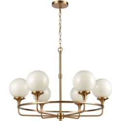Steel Beverly Hills 6-Light Chandelier, Satin Brass Finish