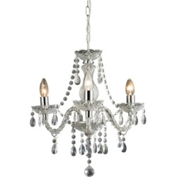 Three Light Clear Mini Chandelier, Chrome