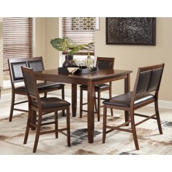 Meredy Counter Height Dining Room Table and Bar Stools (Set of 5), Brown