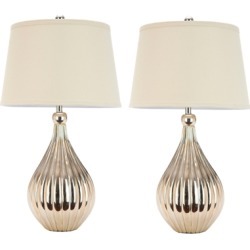 Gourd Shaped Metallic Table Lamp (Set of 2), Silver