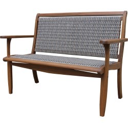 Outdoor Interiors Grey Wicker & Eucalyptus Bench
