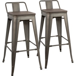 Lumisource Set of 2 Oregon Low Back Barstools