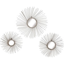 Set of 3 Metal Mirror Wall Plaques