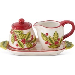 K&K Interiors 3pc Ceramic Sugar & Creamer Set